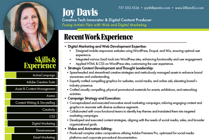 Joy Davis Digital Marketing Manager Resume